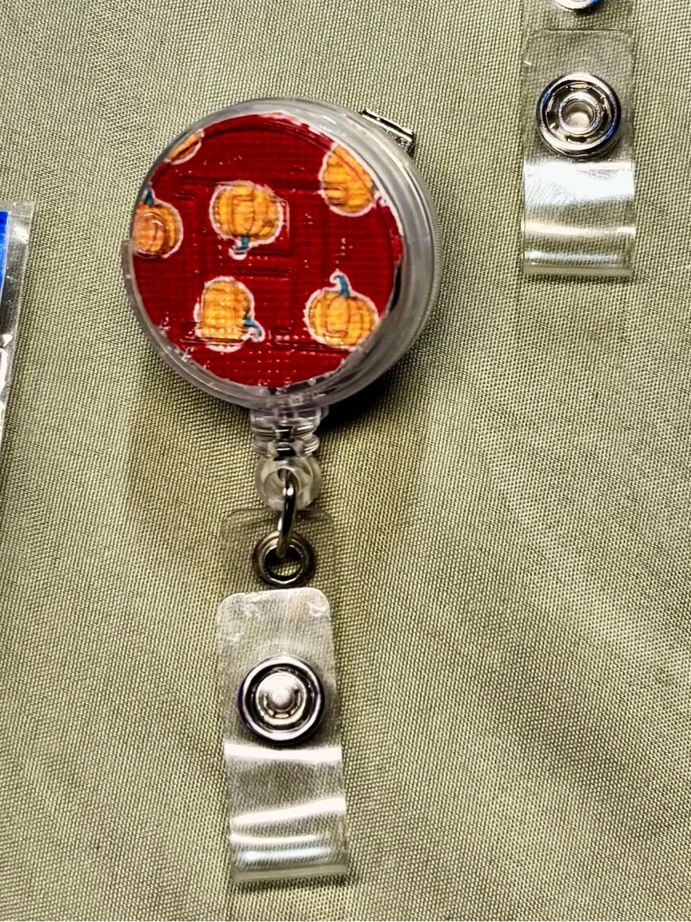 Two Autumn Pumpkin Retractable Badge Reels - Picture 5 of 7